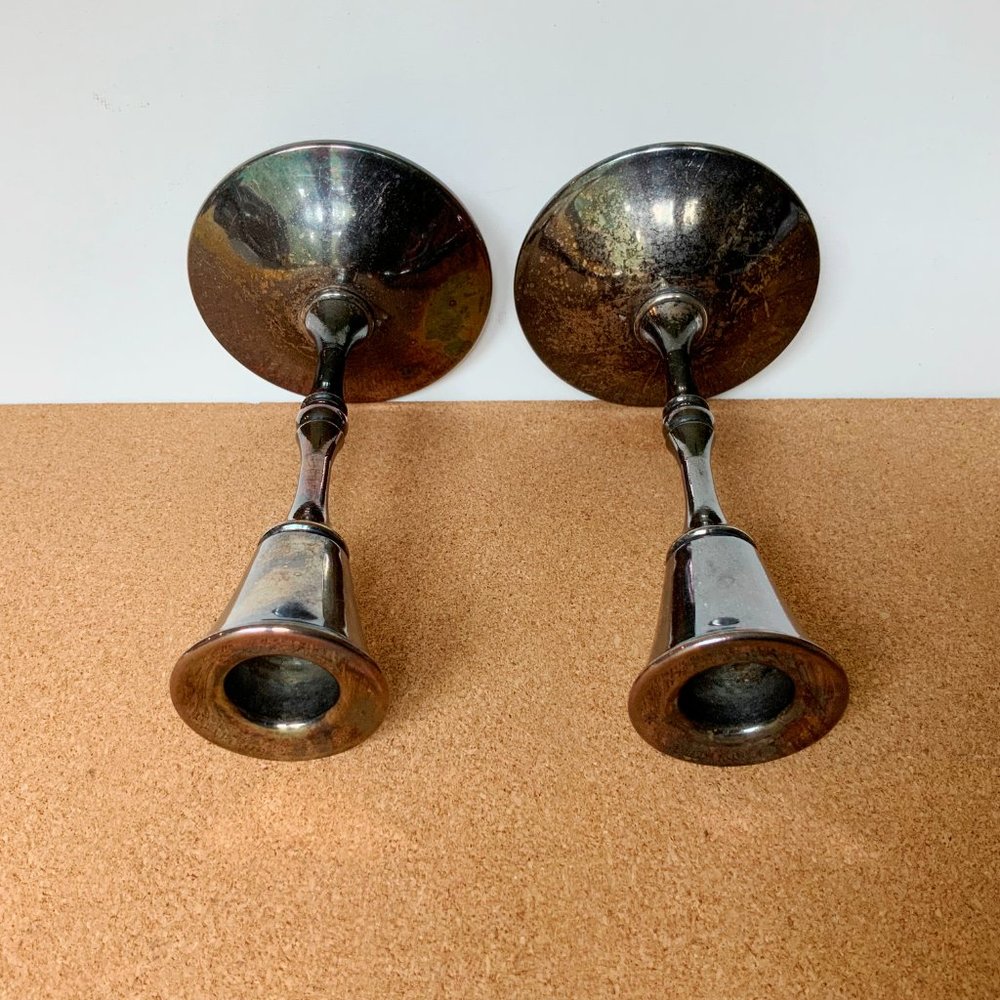 Vintage Valero Spain Pair Of Silver Plated Candle Sticks - Picture 13 of 16